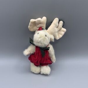 Boyd Collection Moose Plush Stuffed Animal Corduroy Bibs Rosette Detail